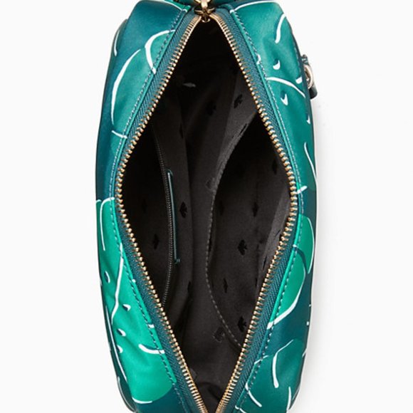 Kate Spade Chelsea Monstera Leaves Printed Nylon Camera Bag Green Multi - Picture 4 of 16